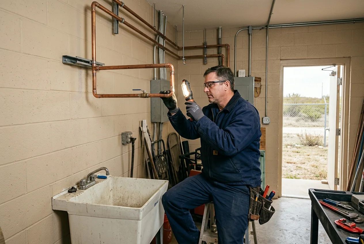 Repiping and water-supply work in a North Texas property, representative service photograph