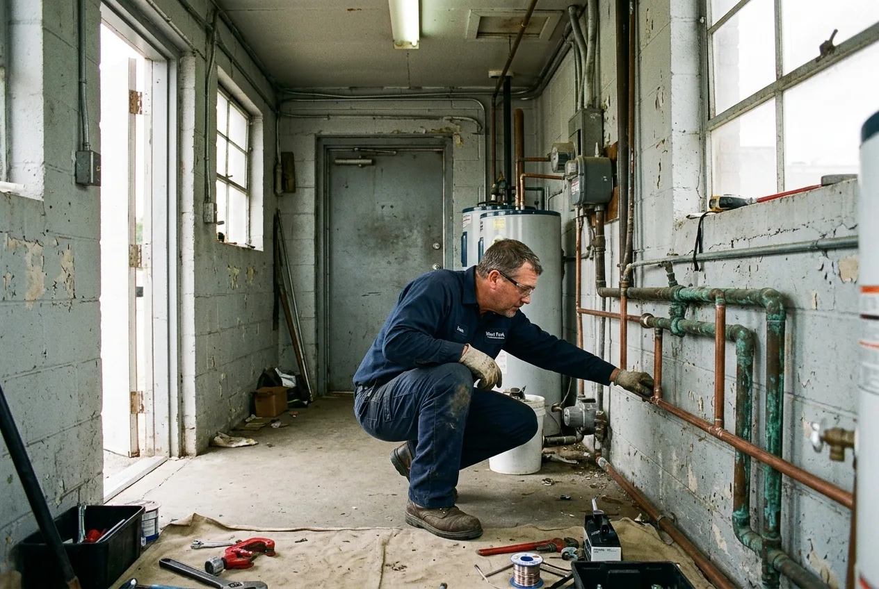 Repiping and water-supply work in a North Texas property, representative service photograph