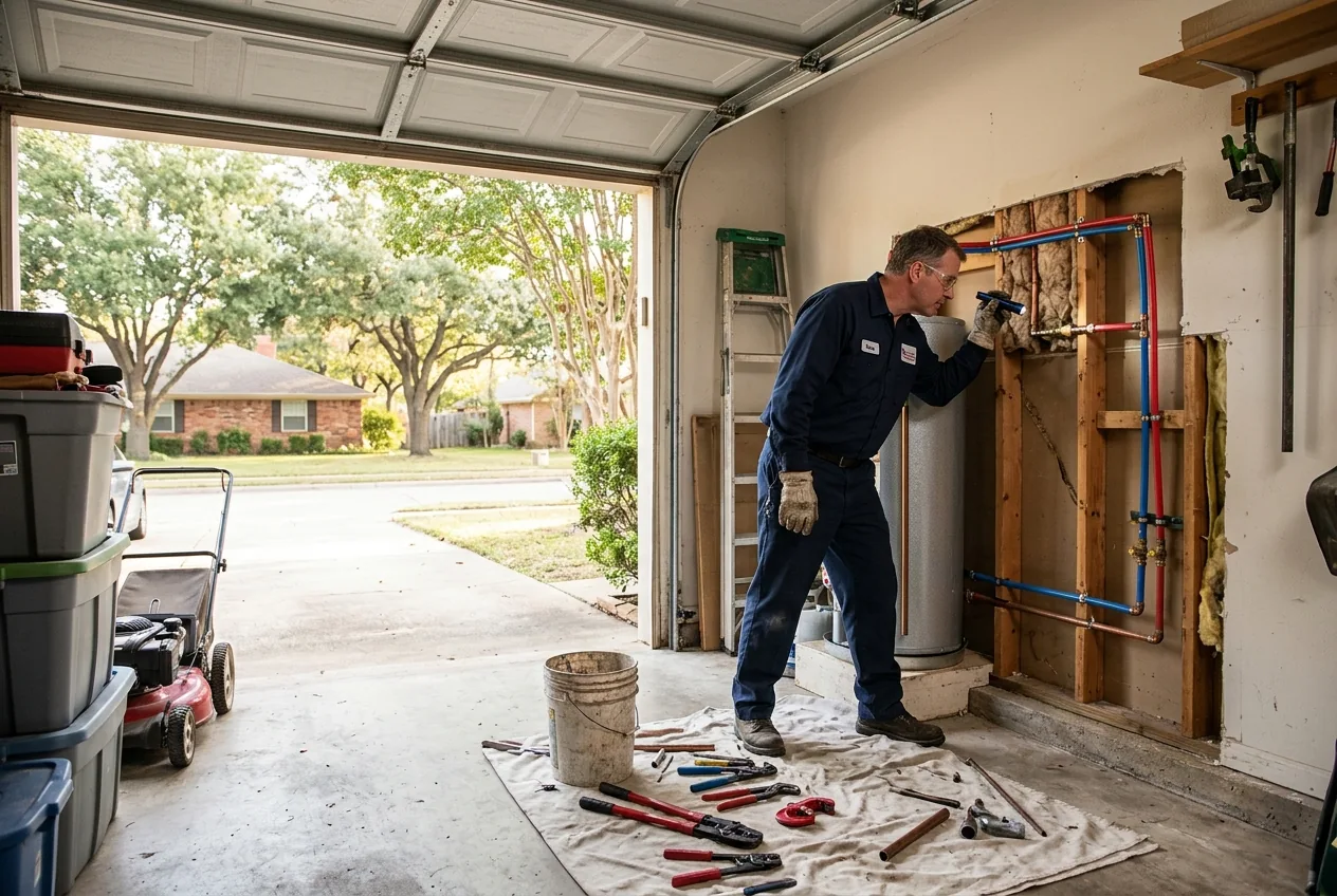 Repiping and water-supply work in a North Texas property, representative service photograph