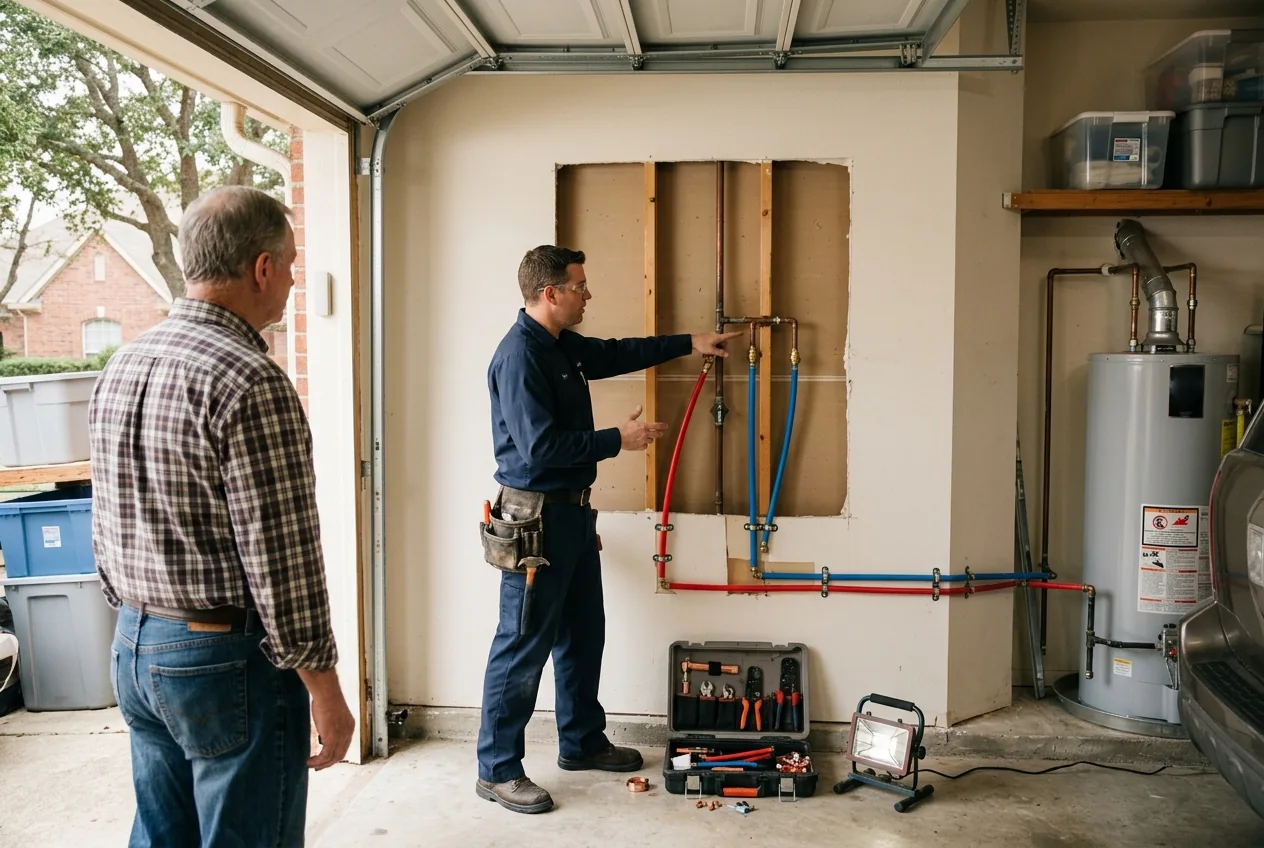 Repiping and water-supply work in a North Texas property, representative service photograph