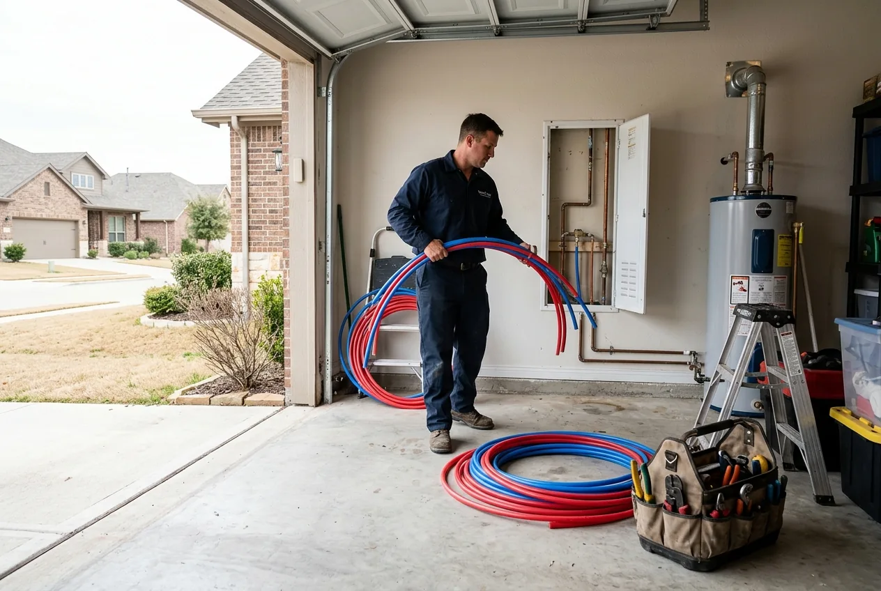 Repiping and water-supply work in a North Texas property, representative service photograph