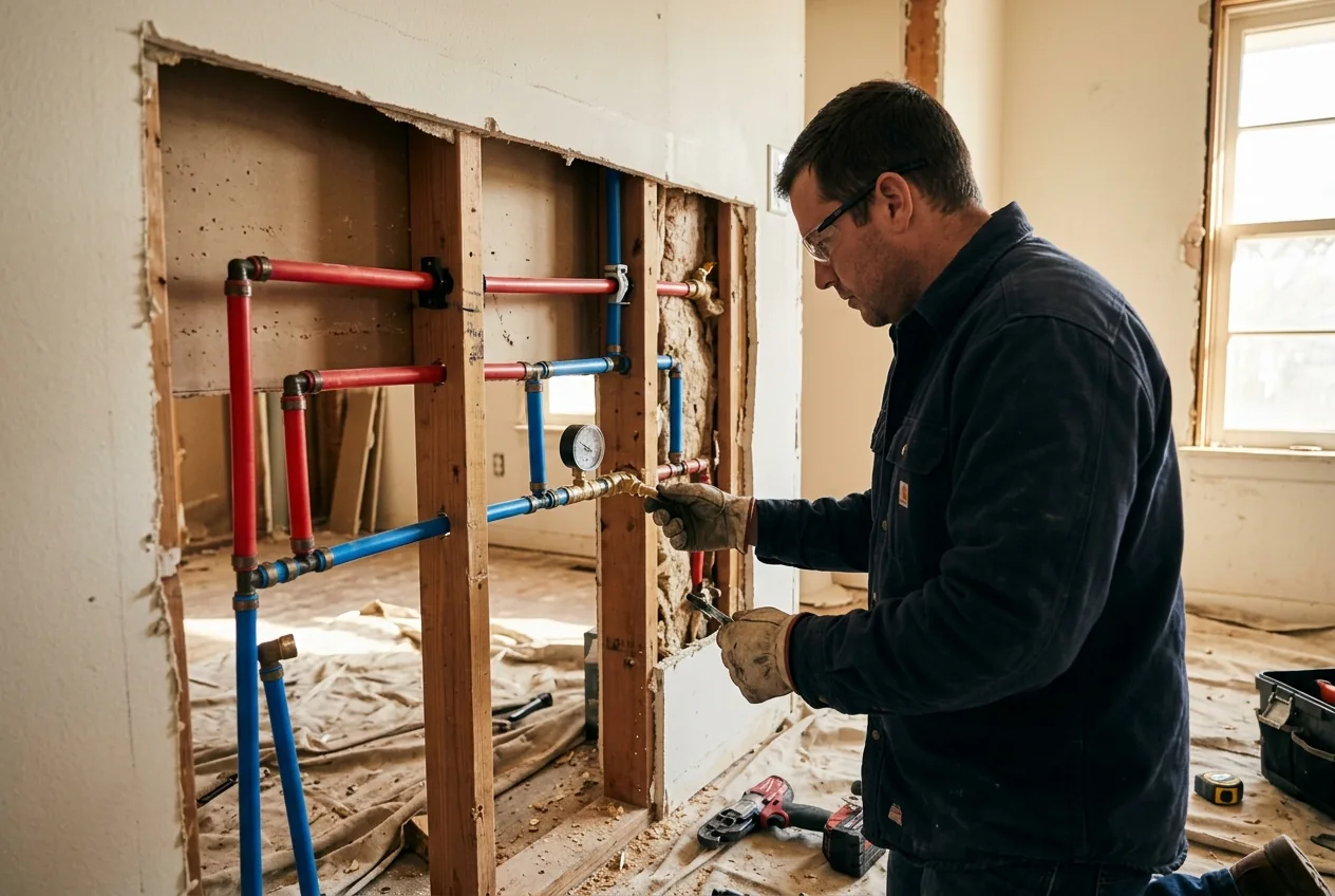 Plumbing materials and water-supply replacement work, representative service photograph