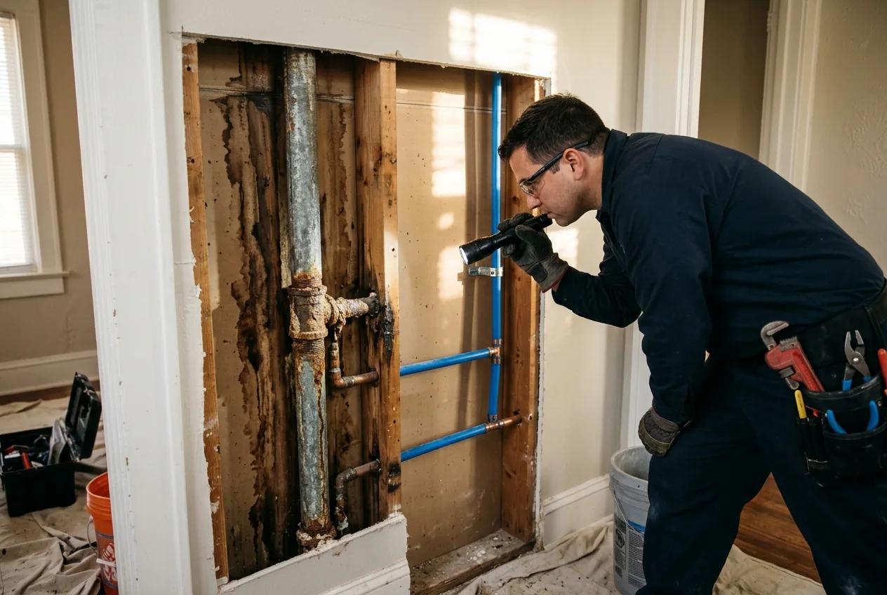 Plumbing materials and water-supply replacement work, representative service photograph
